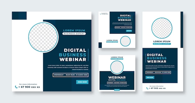 Vector webinar digital business conference banner for social media post and web internet ads flyer