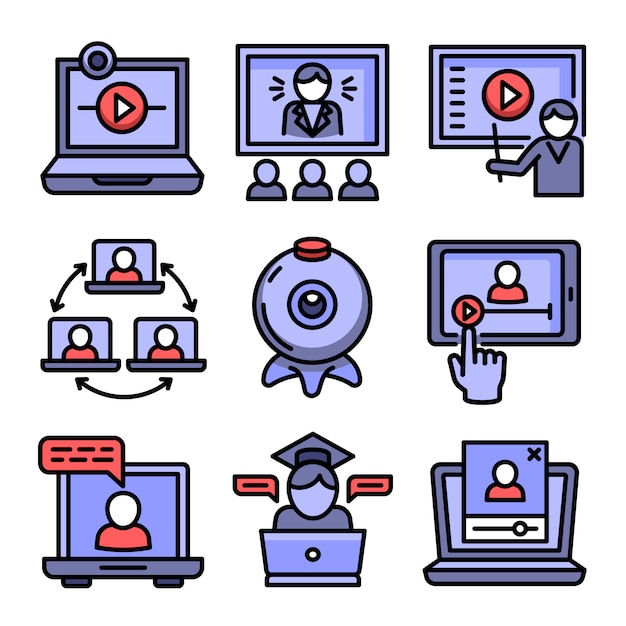 Webinar icons set