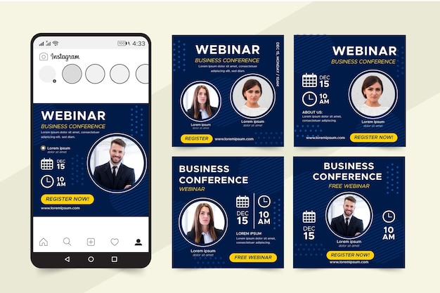 Vector webinar instagram posts collection