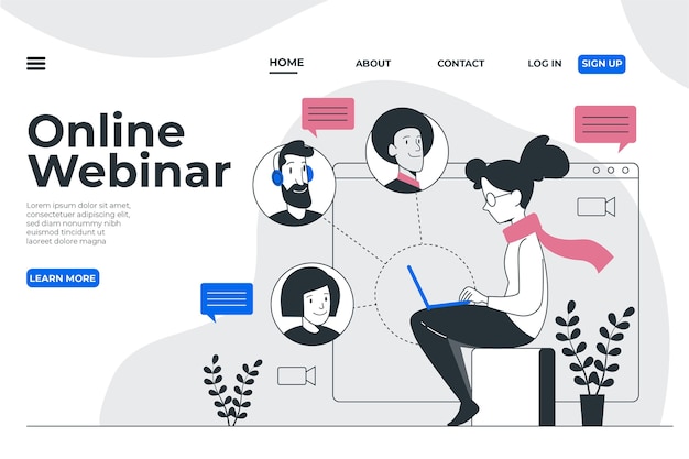 Vector webinar landing page template