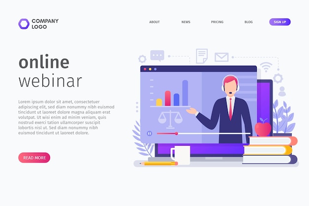 Vector webinar landing page template