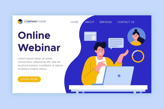 Vector webinar landing page template