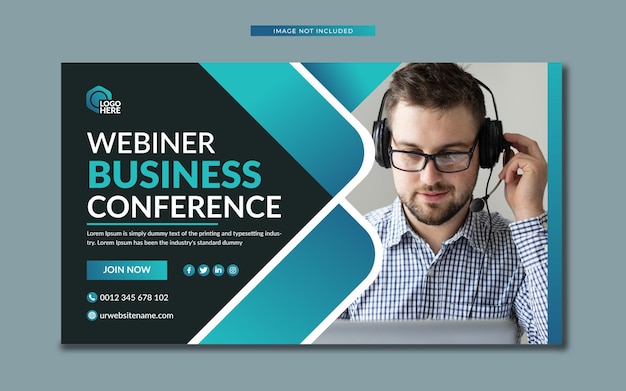 Vector webinar marketing business conference social media web banner landing page template