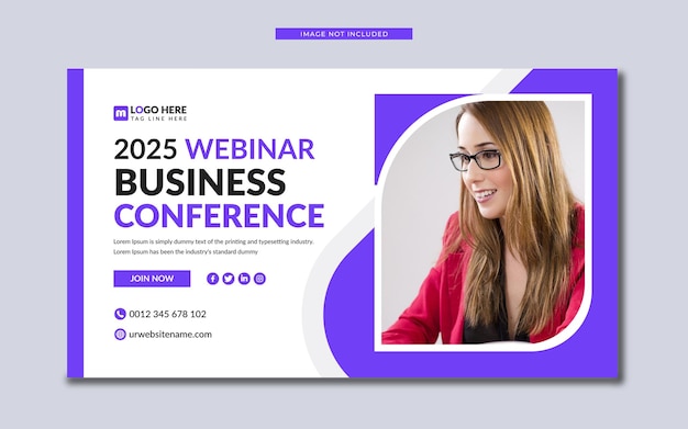 Vector webinar marketing business conference social media web banner landing page template