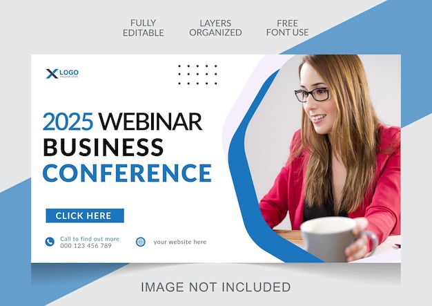 Vettore webinar marketing business conference miniatura youtube banner web modello modificabile