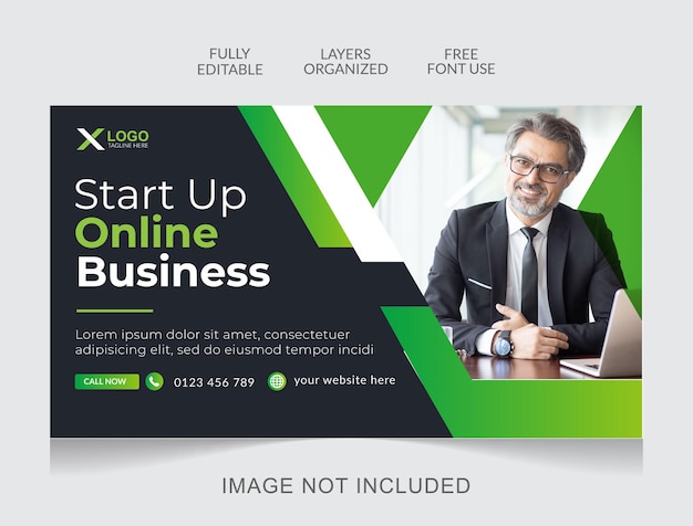 Vector webinar marketing business conference youtube thumbnail web banner landing page template