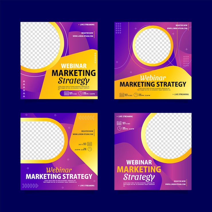 Vector webinar marketing strategy post op sociale media