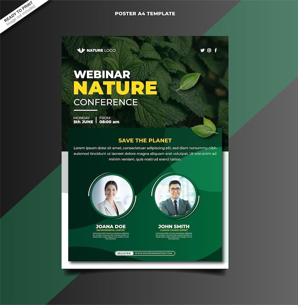 Vettore modello di webinar sulla natura