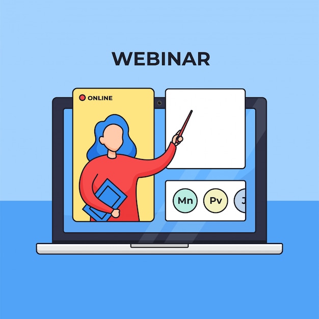 Vector webinar online course modern digital distant education concept  outline illustration