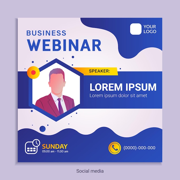 webinar social media post template concept design. online marketing promotion banner.