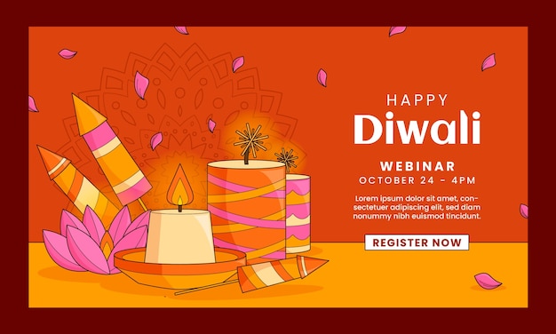 벡터 디왈리 힌두교 축제 축하를 위한 웹 세미나 템플릿