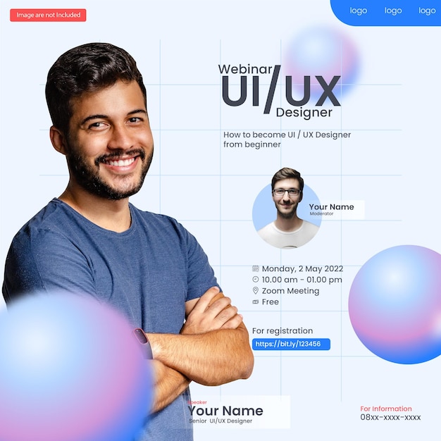 Шаблон постера вебинара UI UX для социальных сетей