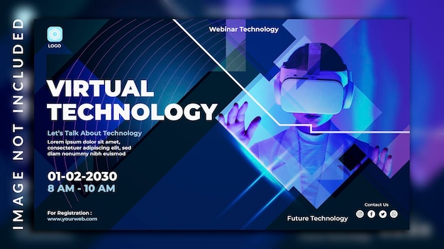 Webinar virtuele technologie en metaverse conferentie horizontale verticale geïllustreerde banner ontwerpsjabloon