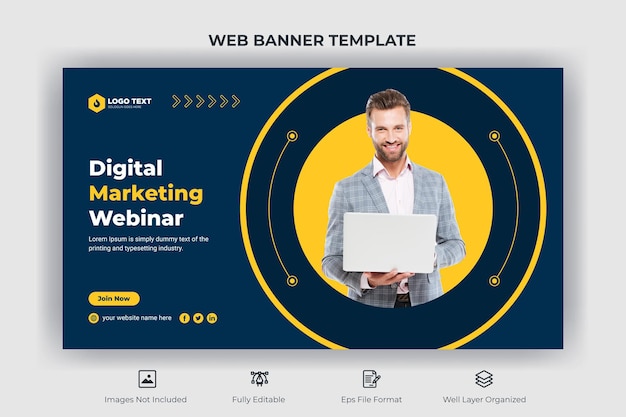 Webinar zakelijke conferentie webbanner en youtube-miniatuursjabloon