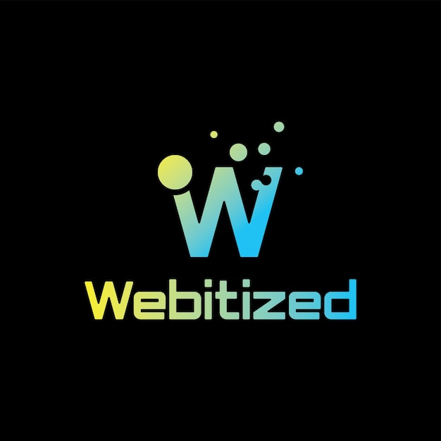 Logo webitizzato per azienda tecnologica e it, lettera w creativa, lettera w in stile tecnico