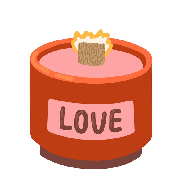 WebLove candle Home decoration for romantic date Happy Valentines Day Vector illustration