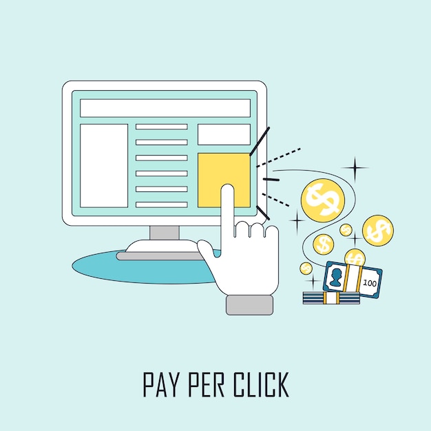 Webmarketing pay-per-click internetreclame in dunne lijnstijl