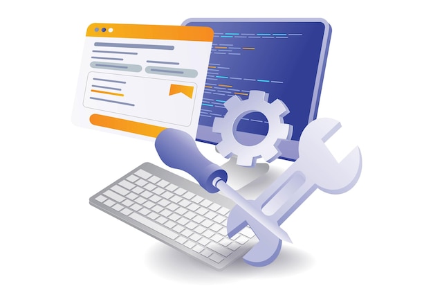 Webontwikkelaar creëert applicatie displays met behulp van programmeertaal