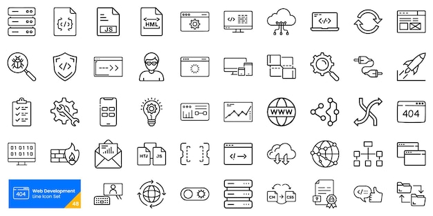 Webontwikkelingslijn Icon Set