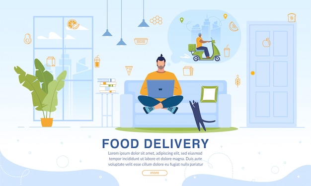 Веб-страница, предлагающая доставку еды на дом онлайн