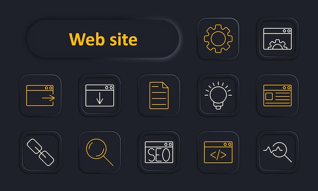 Webpagina download document gloeilamp browser venster link vergrootglas SEO codering analyse Internet web ontwikkeling digitaal concept