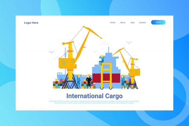 Webpagina header internationale vrachtillustratie concept bestemmingspagina