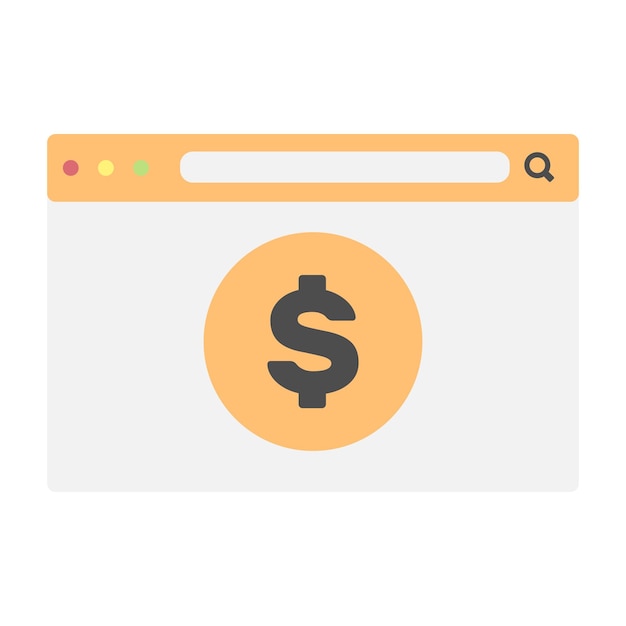 Webpagina-interface met dollarmunt in minimale cartoonstijl