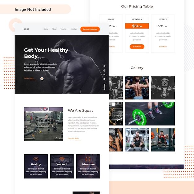 Vector webpagina met fitness mini-landing