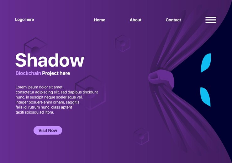 Webpagina ontwerp voor schaduw blockchain project vector illustratie