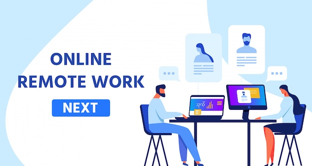 Webpagina template presenting online remote work