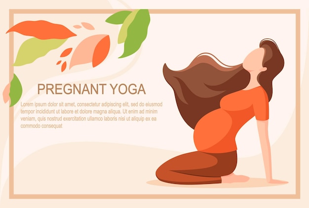 Webpaginasjabloon een zwangere vrouw doet yoga cartoon design