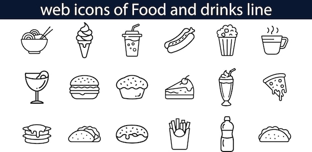 Webpictogrammen van Food and Drinks Line Style