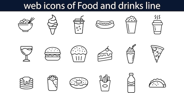 Webpictogrammen van Food and Drinks Line Style