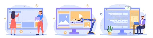 Webprogrammering abstract concept landing page creation javascript geautomatiseerd testen ontwerp sjabloon