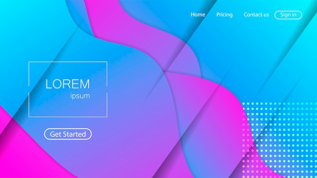 Vector website abstract background. bright colorful dynamic shapes landing page