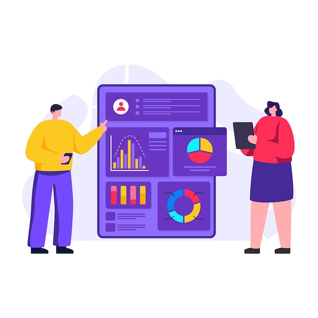 Website analytics flat illustration editable vector