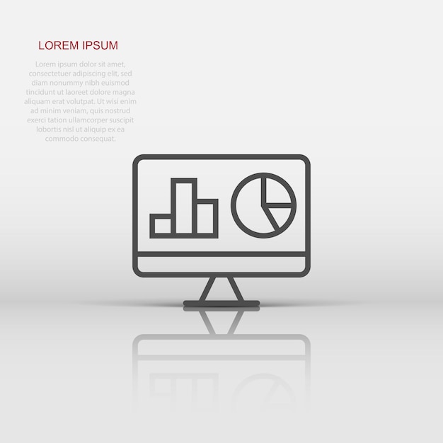 Website analytics icon in flat style SEO data vector illustration on white isolated background Computer diagram business concept