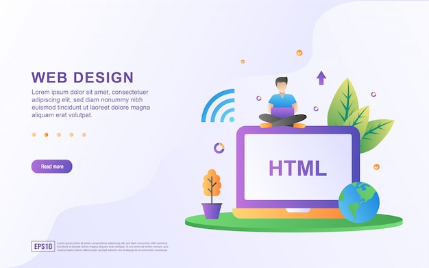 Website and app development flat design concept.