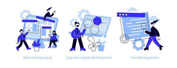 Vector website architecture abstract concept illustration set.