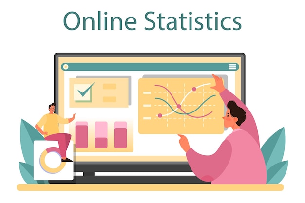 Servizio o piattaforma online di audit del sito web analisi della pagina web della visibilità del sito web nei motori di ricerca analisi dei dati web statistiche online illustrazione vettoriale piatta isolata