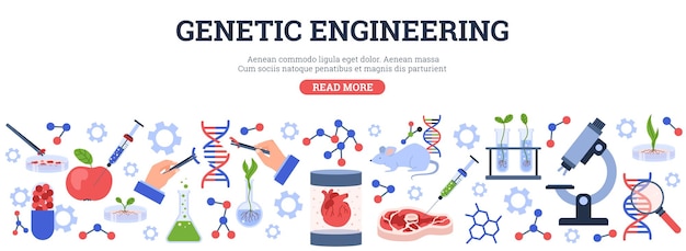 Vector website banner about genetic engineering flat style vector illustration