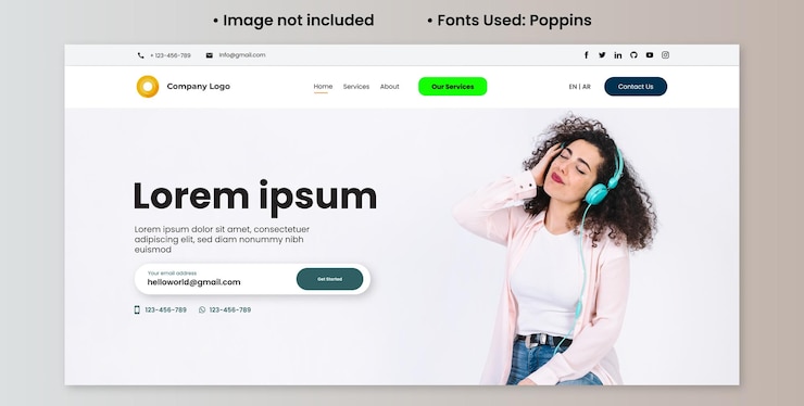 वेक्टर website banner and hero section design