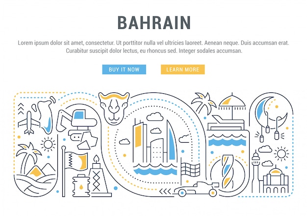 Баннер веб-сайта или целевая страница Бахрейна.
