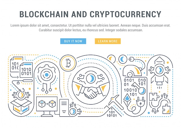 Website banner or landing page of the blockchain and cryptocurrency.