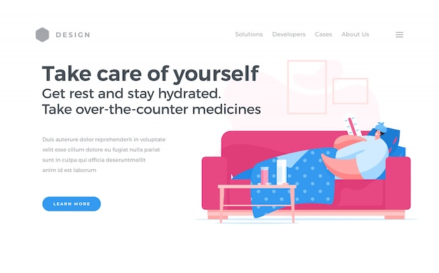Website banner offering to take care of yourself during pandemic