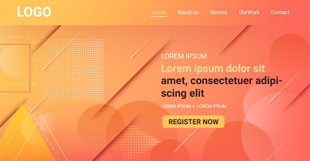 Website banner, Orange gradient with faded geometric shapes abstract background