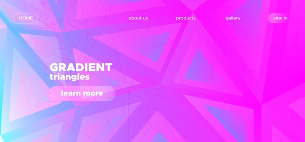 Website banner template gradient triangles abstract geometric