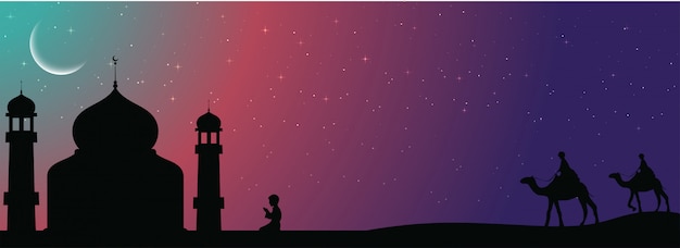 Banner del sito web con silhouette della moschea