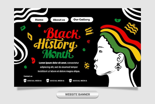 Website bannerontwerp met handgeschreven titel zwarte geschiedenis maand premium illustratie
