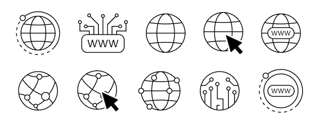 Vector website black icons internet online web icons with arrow cursor web icon collection